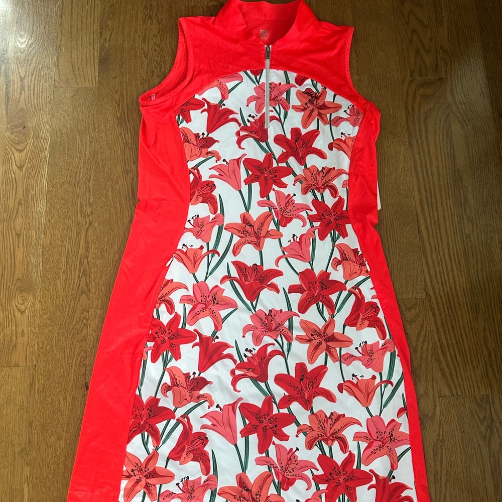 Tail Red Floral Sleeveless Dress